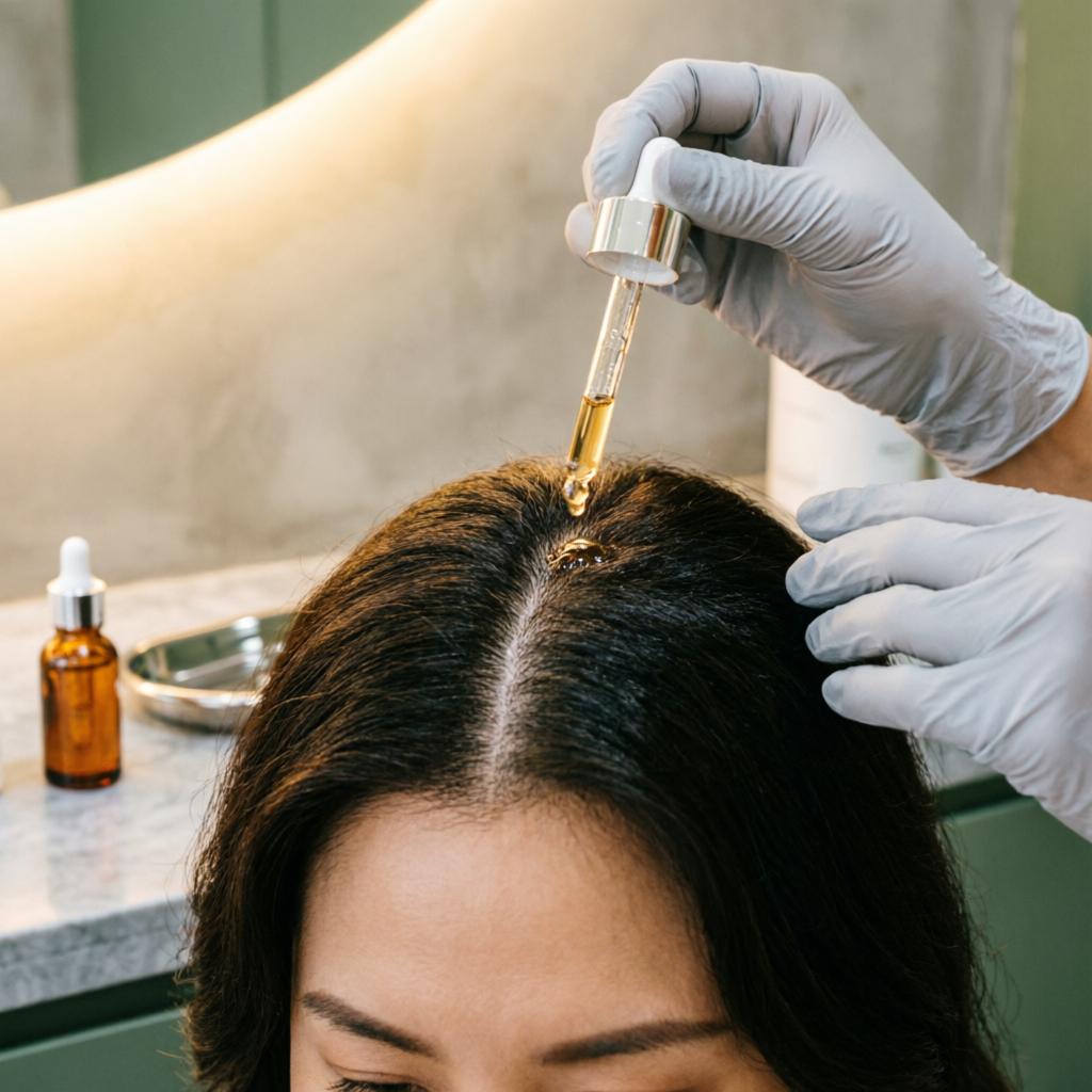 PRP scalp serum application for hair regrowth